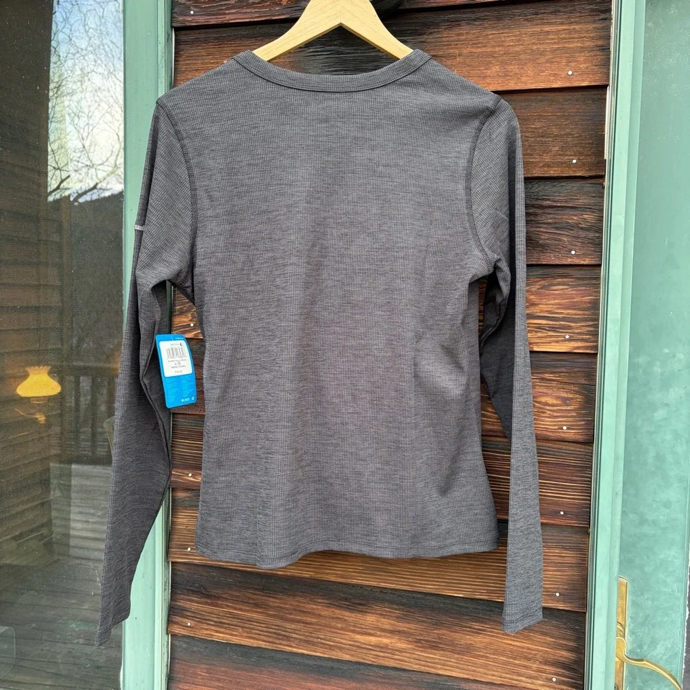 NWT! Columbia Gray Knit Surplice Ballet Wrap Activewear Long Sleeve Top Large - Picture 2 of 5
